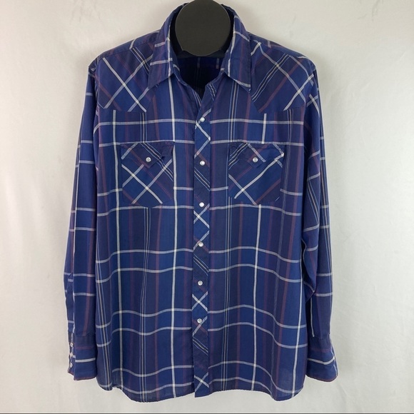VINTAGE Youngbloods Authentic Western Plaid Pearl-Snap XL - Picture 3 of 13